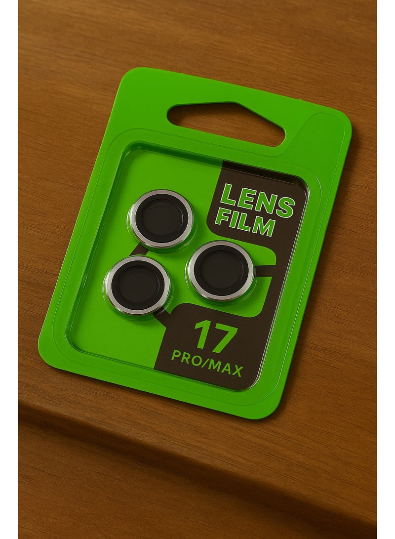 iPhone 17 Pro / Pro Max Camera Lens Protector – Silver Metal Frame, Ultra-Clear Scratch & Impact Protection - Image 3