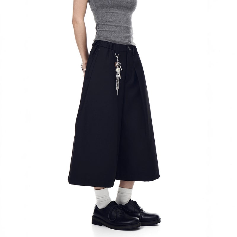 American Style Cleanf Pleated Wide Leg Cropped Pants Women Summer Casual High Waist Straight Trousers - Image 2