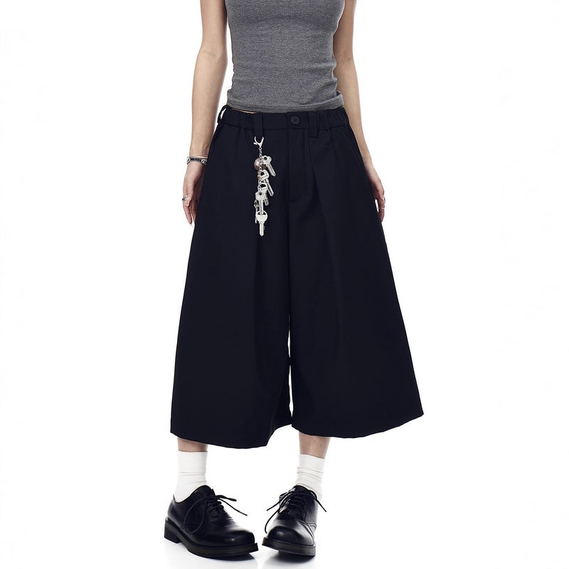 American Style Cleanf Pleated Wide Leg Cropped Pants Women Summer Casual High Waist Straight Trousers - Image 3