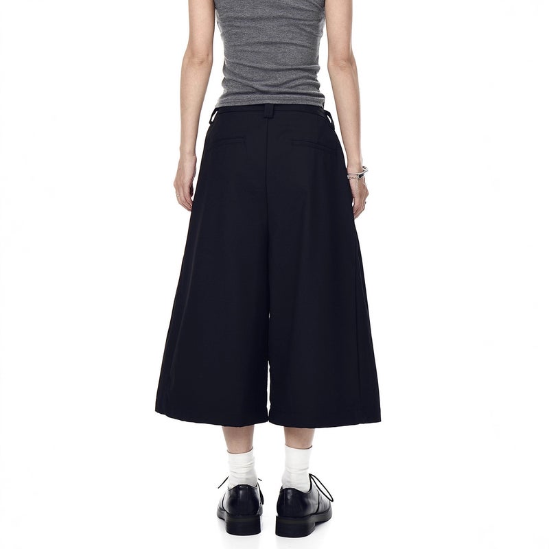 American Style Cleanf Pleated Wide Leg Cropped Pants Women Summer Casual High Waist Straight Trousers - Image 1