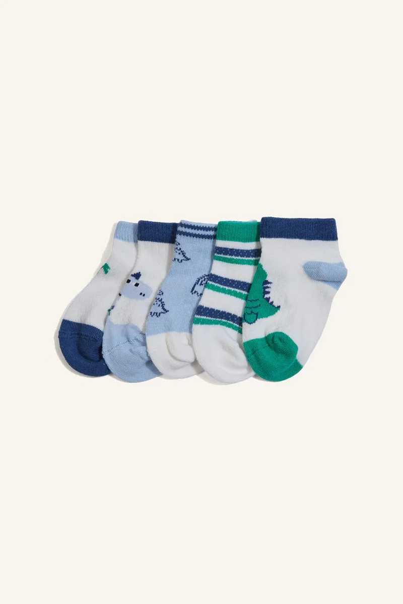 ديفاكتو Baby Boy Printed 5 Piece Short Socks