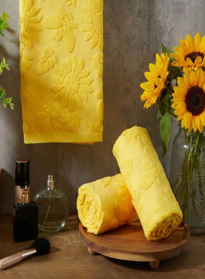 Gilprop 3 Pcs Yellow Sunflower Hand Towels Spring Summer Sunflower Bathroom Towels Decorative Jacquard Bee Flower Absorbent Washcloth for Bathroom Kitchen Housewarming Gift, 29 x 14 Inch - Image 3