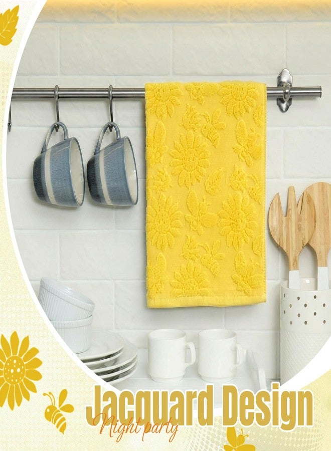 Gilprop 3 Pcs Yellow Sunflower Hand Towels Spring Summer Sunflower Bathroom Towels Decorative Jacquard Bee Flower Absorbent Washcloth for Bathroom Kitchen Housewarming Gift, 29 x 14 Inch - Image 4