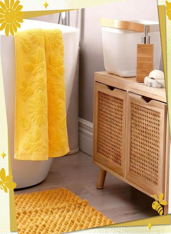Gilprop 3 Pcs Yellow Sunflower Hand Towels Spring Summer Sunflower Bathroom Towels Decorative Jacquard Bee Flower Absorbent Washcloth for Bathroom Kitchen Housewarming Gift, 29 x 14 Inch - Image 5
