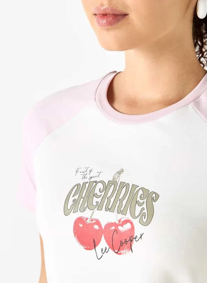 Lee Cooper Lee Cooper Graphic Print Crop T-shirt with Raglan Sleeves