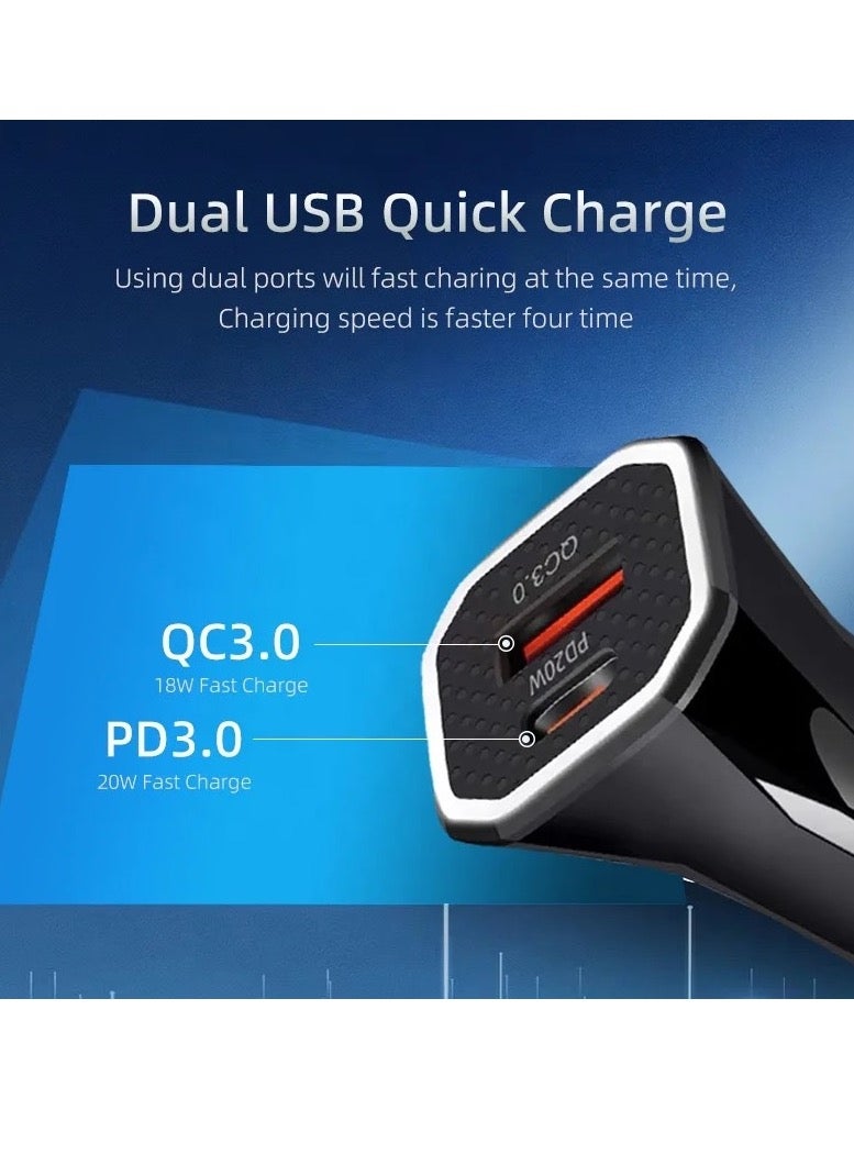 شاحن سيارة PD 38W شحن سريع محول USB شاحن سيارة نوع C متوافق مع iPhone 15 Pro Max/15 Pro/15/14/13 Pro Max - Image 3