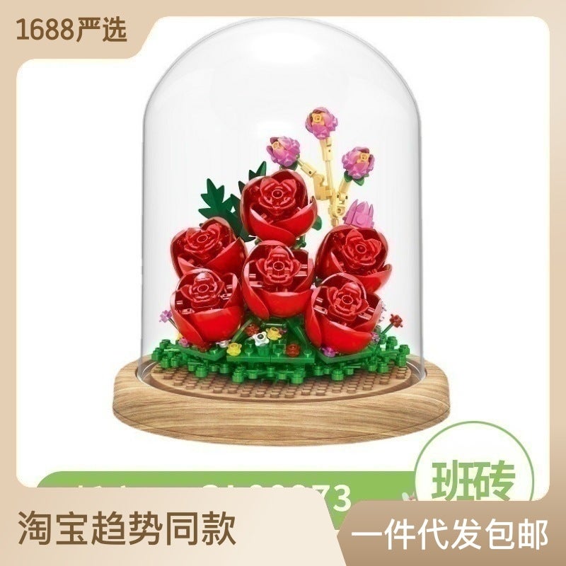 Zhegao 00977 Eternal Flower Building Blocks Rose Flower Ornament Educational Assembly Toy Creative Assembly Toy - Image 3