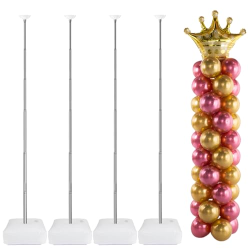 AooeDomi Metal Balloon Column Kit Set of 4 Reusable Telescopic Design with Base Height Adjustable from 15 to 7 Ft Balloon Stander for Party Decorations - Image 1