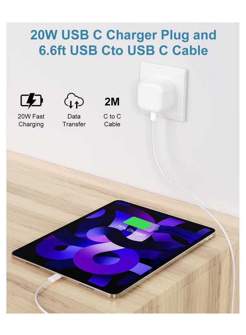 URBBKING 20W USB C Wall Charger Plug with 2m USB C to USB C Fast Charging Data Sync Cable for iPhone 16/16 Plus/16 Pro/16 Pro Max,iPhone 15/15 Plus/15 Pro/15 Pro Max, iPad Pro/Air/Mini/10th.  - Image 2