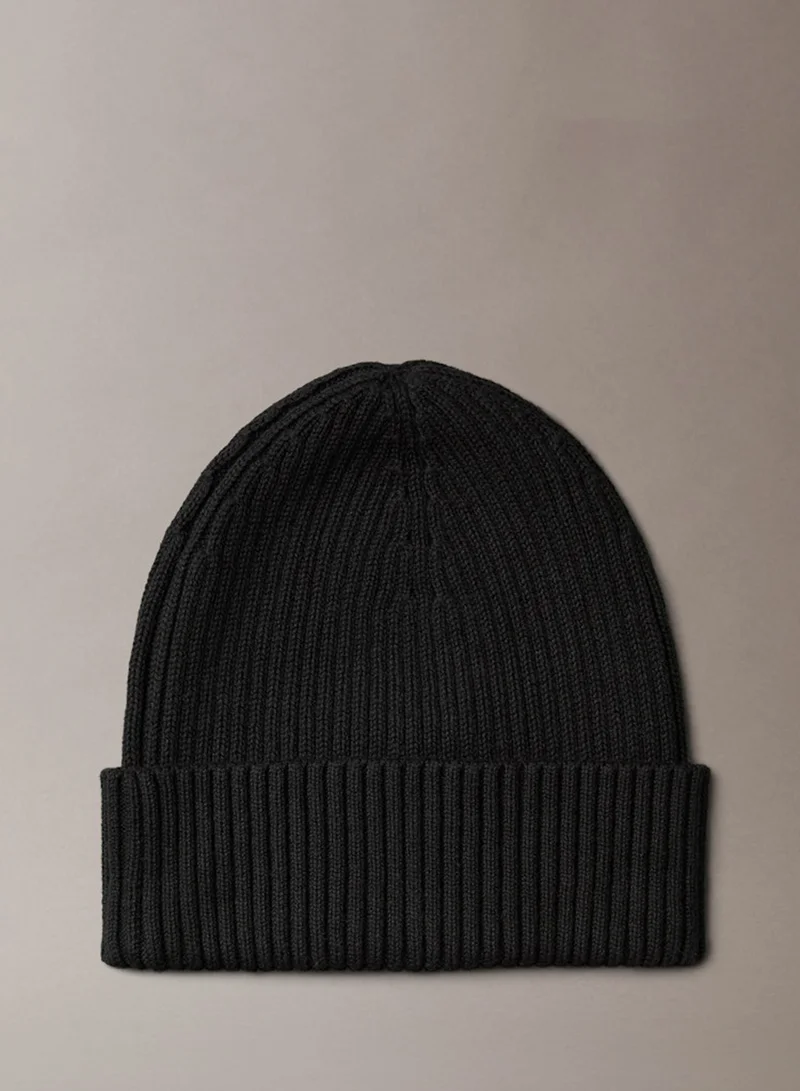 CALVIN KLEIN Logo Patch Chunky Rib Beanie