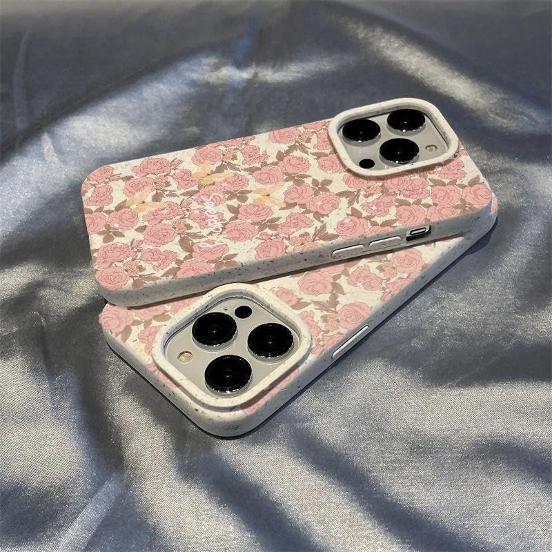 PANDACAMEL Pink Rose Butterfly Pattern Case for iPhone 13 Pro - Anti-Scratch TPU and Hard PC Cover - Image 3