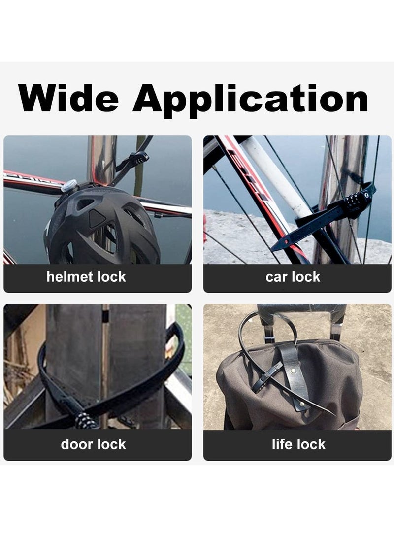 SYOSI - 2Pcs Zip Tie Bike Lock Lightweight Combination Bicycle Lock Small Cable Lock 3 Digit Security Tie Outdoor Equipment Cable Lock for Bikes Refrigerators Helmets Luggage Skis Black - Image 1