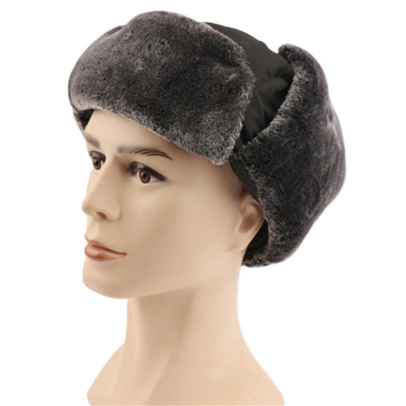 Imitation wool blizzard ear cap with badge, outdoor cold-proof waterproof thermal cap - Image 5