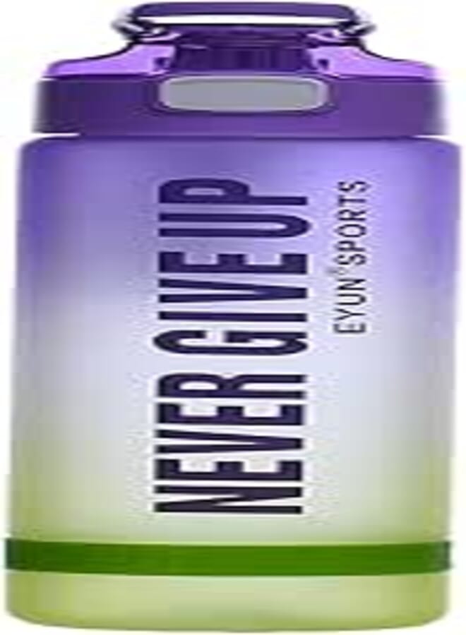 Sports water bottle 1000 ml, bpa free leakproof motivational water bottle for travel, fitness, outdoor sports, home, school,gym,yoga &office -multicolor (purple/green))