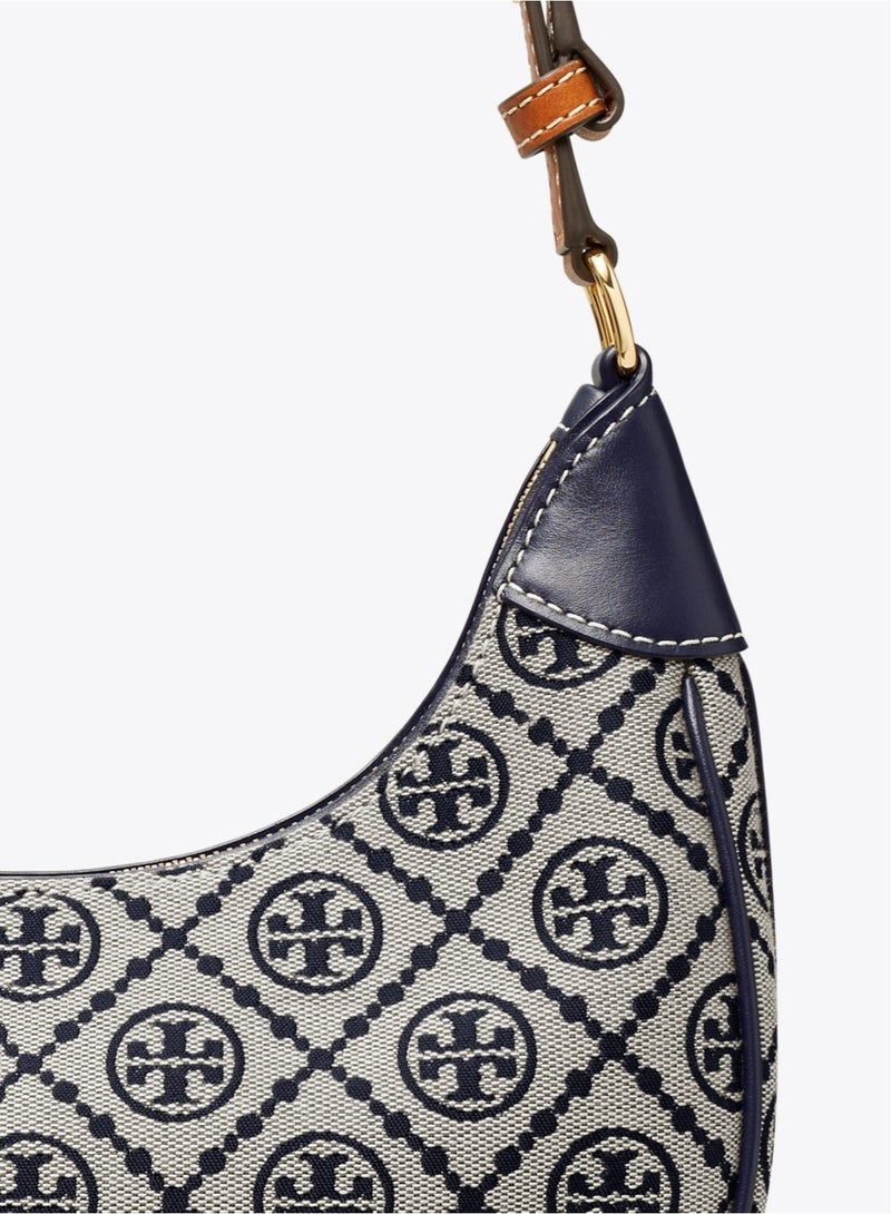 Burch Tory  Logo Print Leather Crescent Bag Tote Shoulder Bag - Image 3