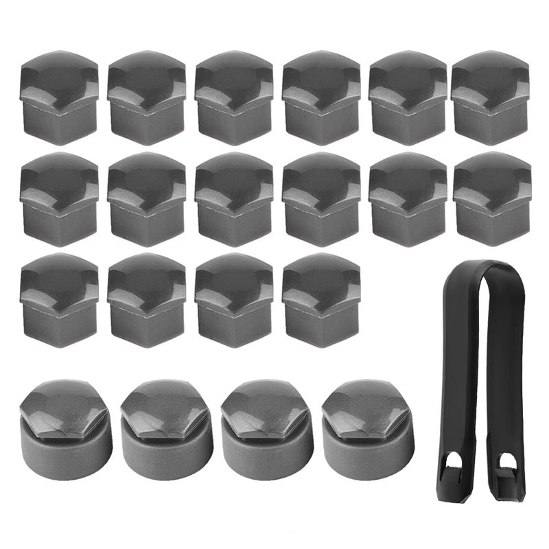 Ejoyous Ejoyous Pack of 20 Wheel Bolt Caps, Universal 17 mm Plastic Nut Cover Cap Screw Car Nut Cover with Removal Tool Wheel Bolt Protection Cover Wheel Nuts (Grey)  - Image 1