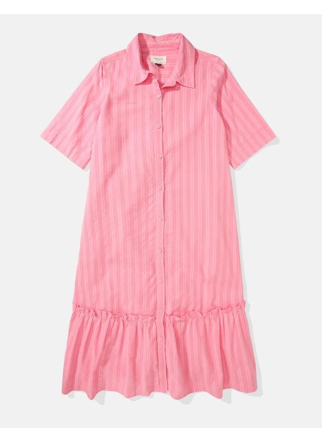 American Eagle - AE Ruffle Shirt Midi Dress - Image 1