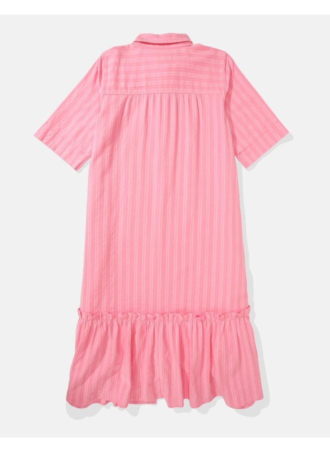 American Eagle - AE Ruffle Shirt Midi Dress - Image 1