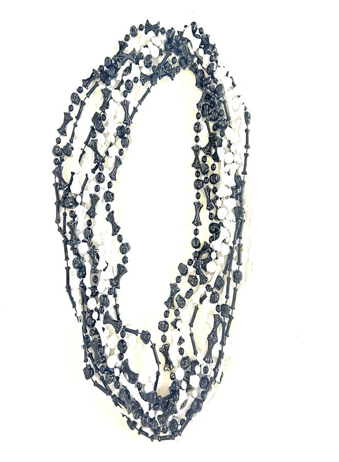 GZYSSL 36 Pcs Halloween Black White Skull Beads Necklace Pirate Festival Party Beads Necklaces Caribbean Party Decorations - Image 2