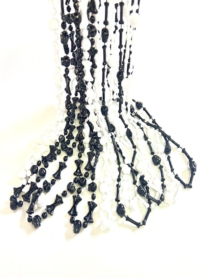 GZYSSL 36 Pcs Halloween Black White Skull Beads Necklace Pirate Festival Party Beads Necklaces Caribbean Party Decorations - Image 1