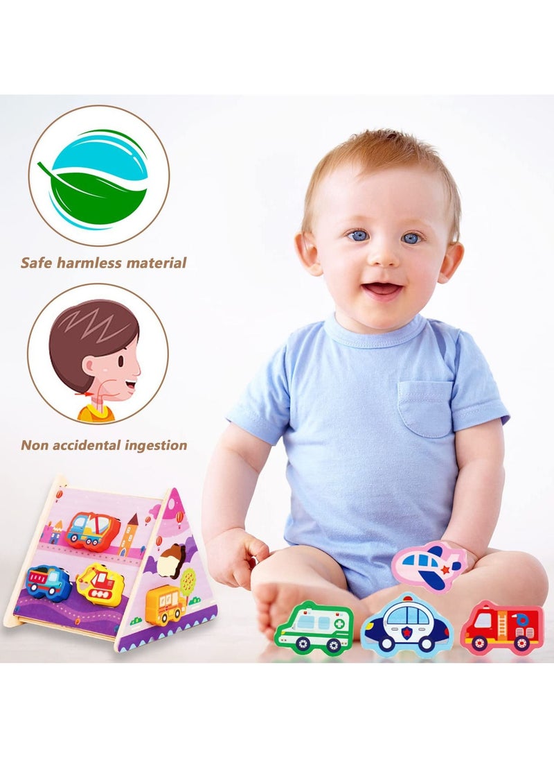 Excefore Wooden Toddler Puzzles Gifts Toys, Infant Kid Learning Educational, Transportation Jigsaw Shape Jigsaw Eco Friendly Child Kid Montessori Stem Travel Toy for 1 2 3 Year Old Boys Girls BabyWooden Toddle  - Image 4
