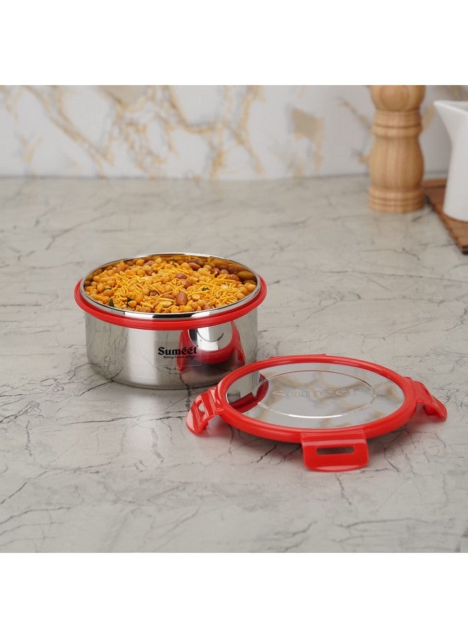 Sumeet Airtight & Leak Proof Steelexo S.S. Container/Lunch Box with Stainless Steel Lid Set Pack of 1Pc (900ML, 14.5CM) - Silver - Image 3