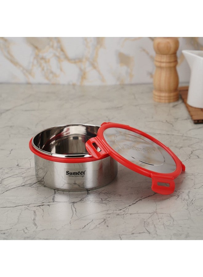 Sumeet Airtight & Leak Proof Steelexo S.S. Container/Lunch Box with Stainless Steel Lid Set Pack of 1Pc (900ML, 14.5CM) - Silver - Image 5