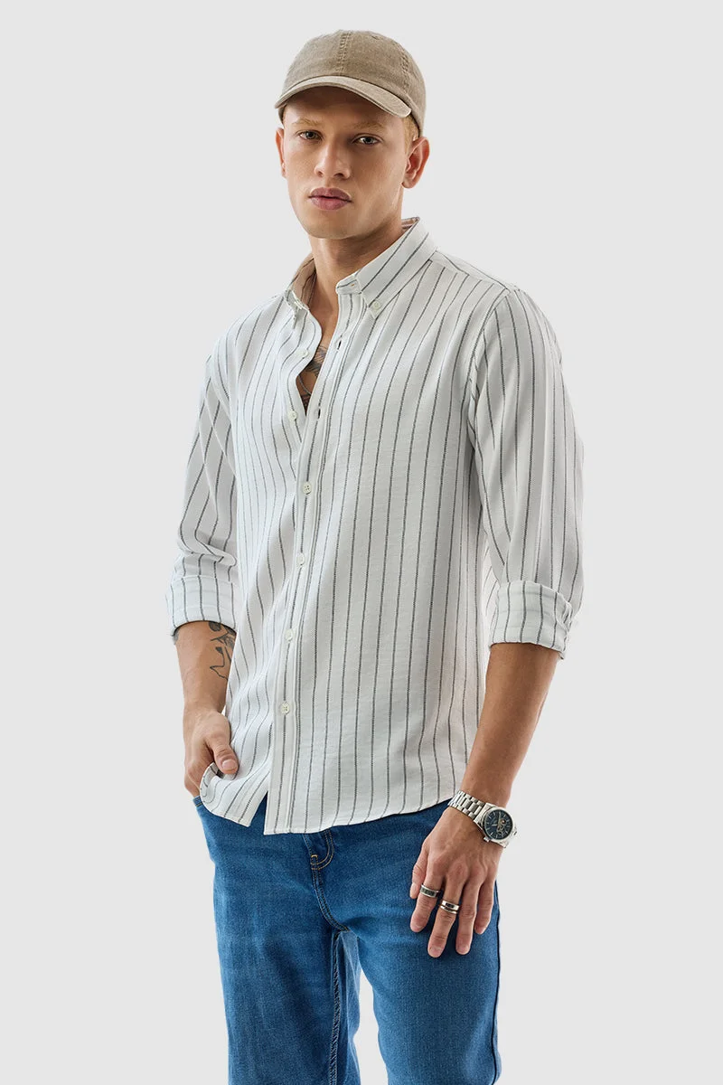 SNITCH White Stripes Slim Fit Shirt