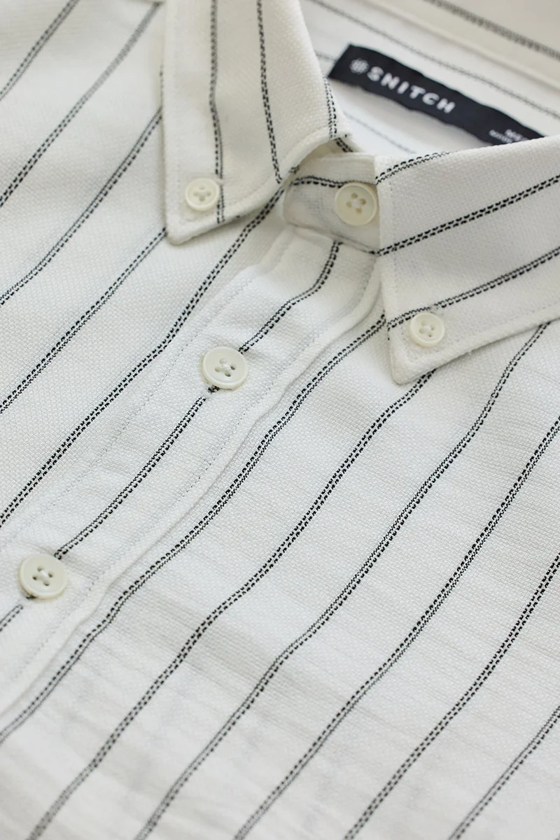 SNITCH White Stripes Slim Fit Shirt