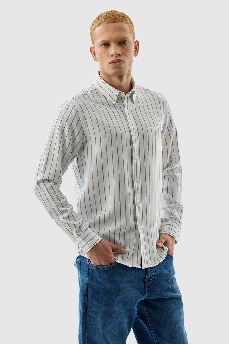 SNITCH White Stripes Slim Fit Shirt