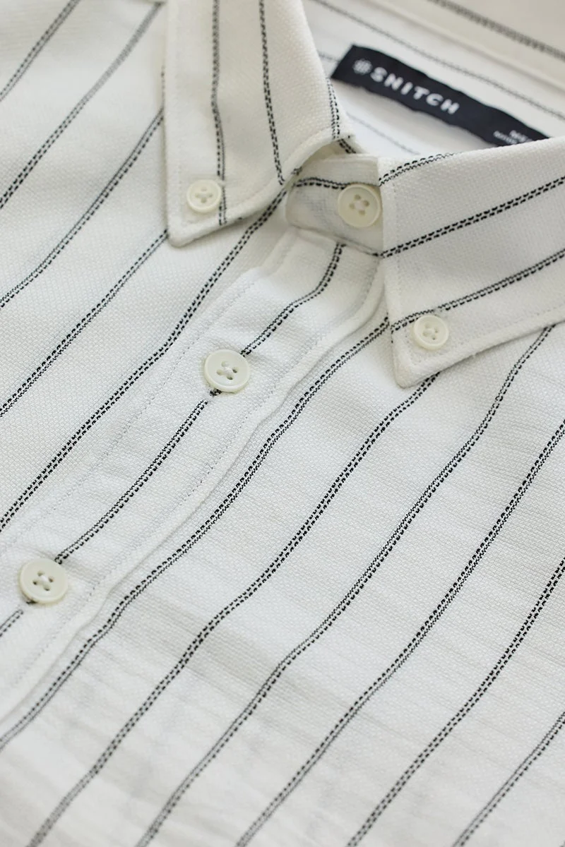 SNITCH White Stripes Slim Fit Shirt
