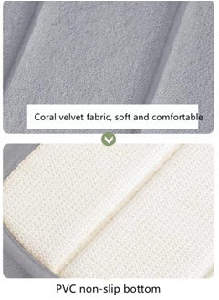 Kutis 3-Pieces Coral Velvet Bathroom Floor Mat Suit Solid Color Toilet Carpet Set Grey  - Image 5