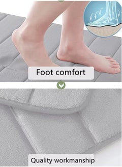 Kutis 3-Pieces Coral Velvet Bathroom Floor Mat Suit Solid Color Toilet Carpet Set Grey  - Image 3