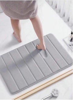 Kutis 3-Pieces Coral Velvet Bathroom Floor Mat Suit Solid Color Toilet Carpet Set Grey  - Image 2