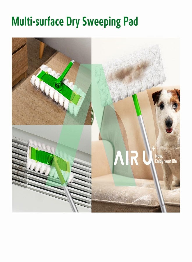 AIR U+ وسادات ممسحة AIR U+ الجافة لماسحة Swiffer الثقيلة لتجديد الأقمشة لتنظيف الأرضيات الخشبية من الغبار والشعر، قابلة للتخلص منها، بدون رائحة، 30 قطعة - Image 2
