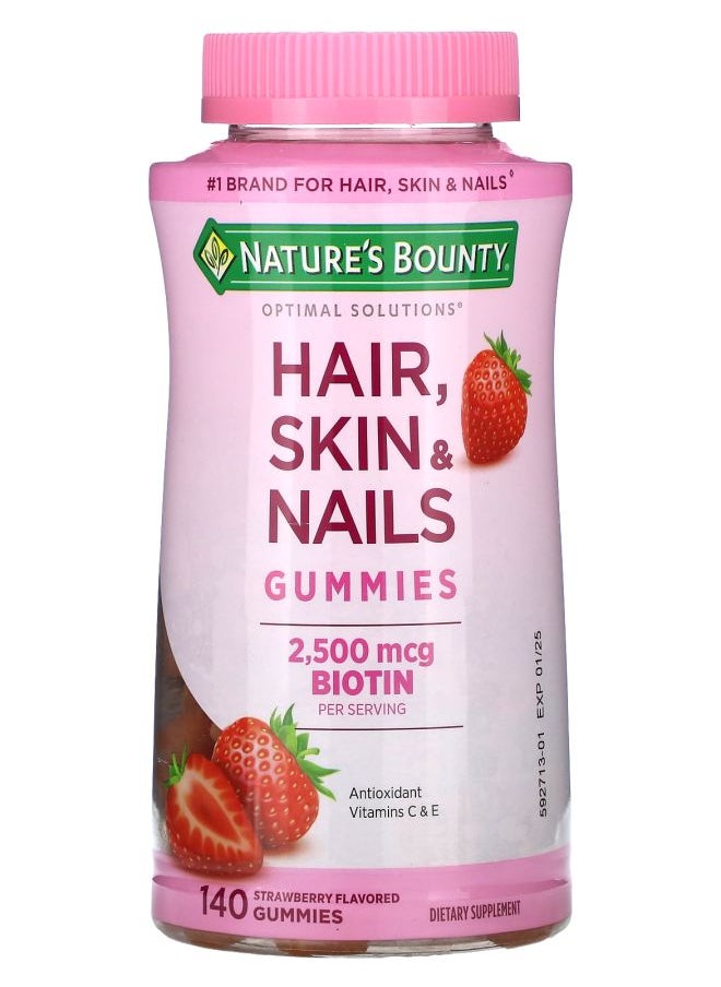 Nature's Hair Skin & Nails Gummies Strawberry 140 Gummies 