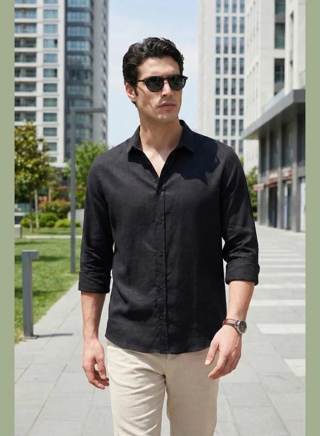 بوراتي Buratti Cotton Regular Fit Classic Collar Long Sleeve 100% Linen Shirt Men's SHIRT CF26S1210000