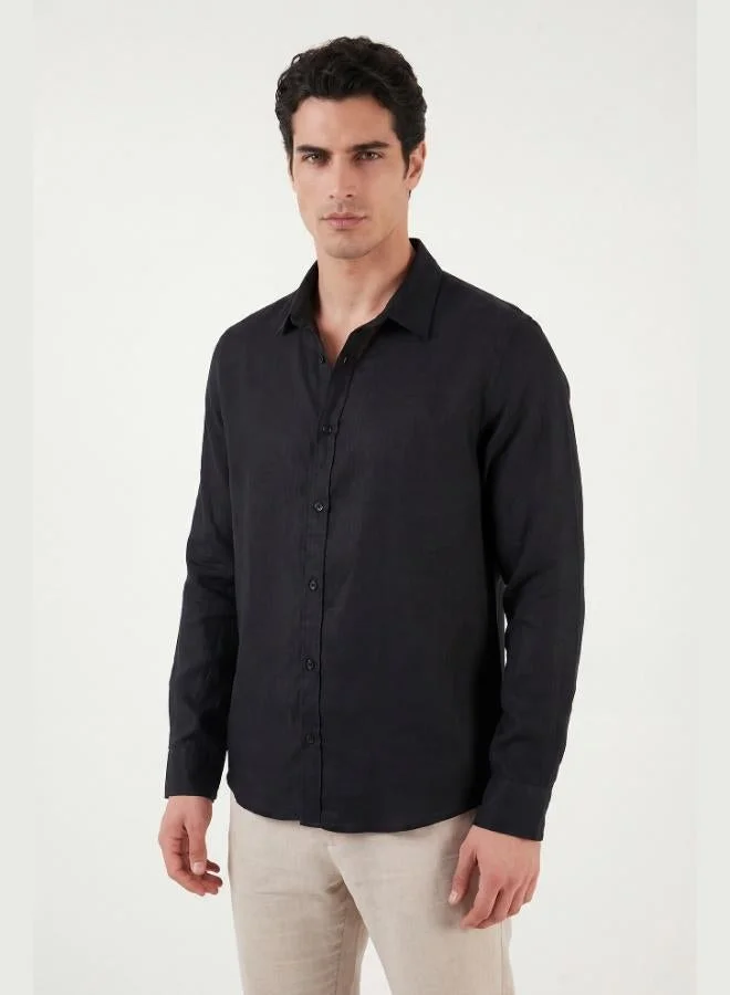 بوراتي Buratti Cotton Regular Fit Classic Collar Long Sleeve 100% Linen Shirt Men's SHIRT CF26S1210000