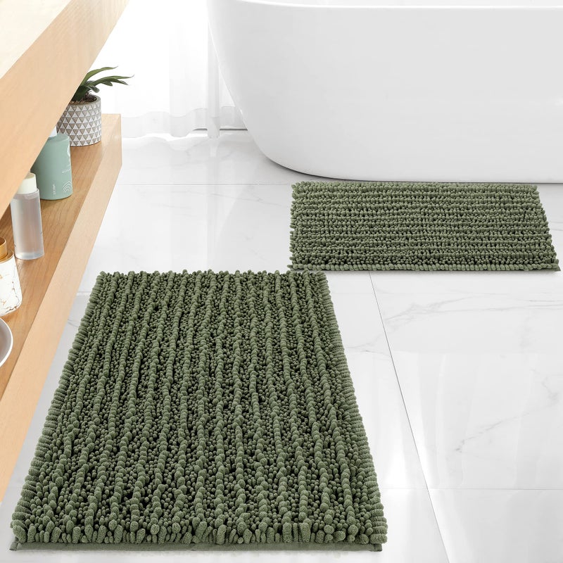 Floleopa Luxury Chenille Loden Bathen Bathrats Stes Mets Extra Soft and Extorbbent Brughs Non Skid Machine Wash (32 "" X20 "Plus 17" "x24")