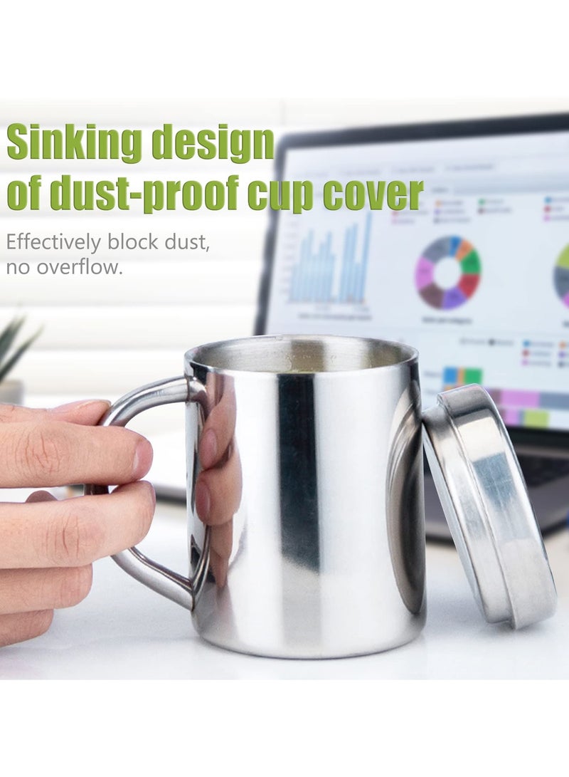 SOLARAE Stainless Steel Double Wall Mug, Double Wall Insulated Mug with Lid and Handle Coffee Mug Tea Cup Travel Mug Double Wall Vacuum Insulated 400ml Mug for Coffee Milk Juice Tea - Image 5