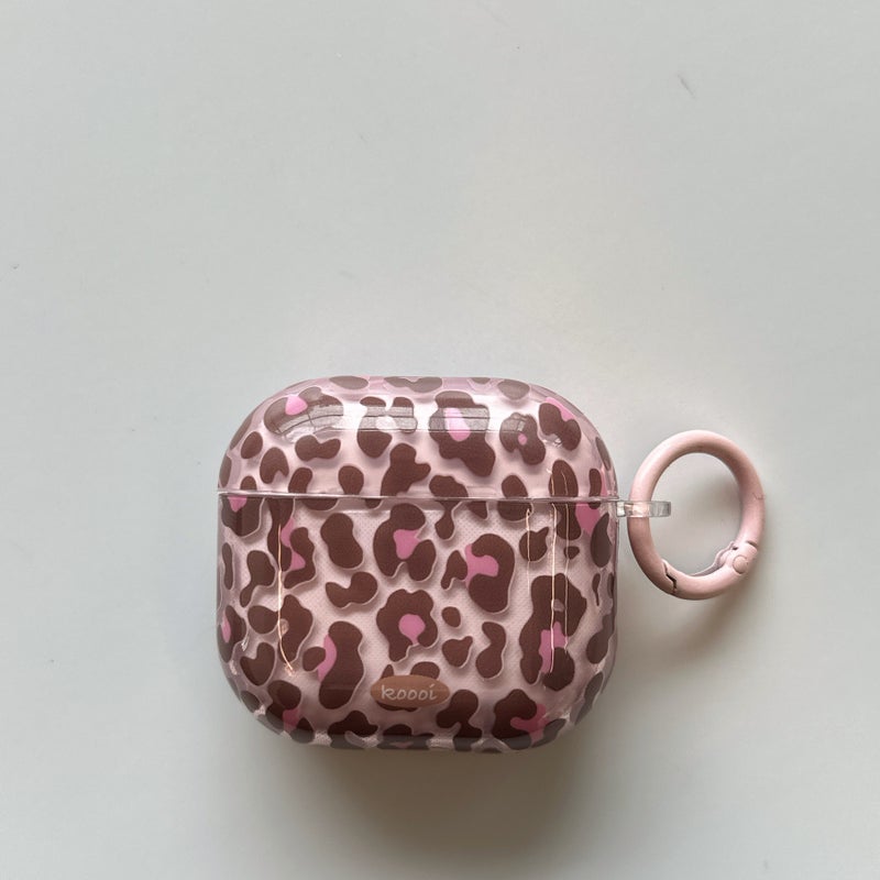 Leopard Print TPU Protective Earbud Case with Ring Holder, Wireless Charging Case Cover - Image 4