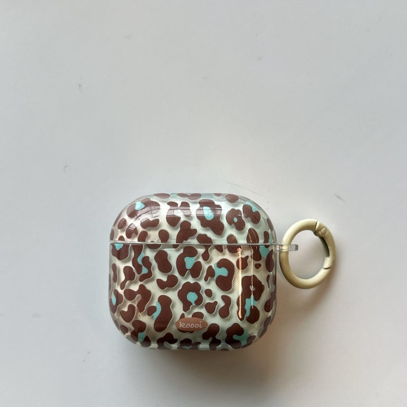 Leopard Print TPU Protective Earbud Case with Ring Holder, Wireless Charging Case Cover - Image 3