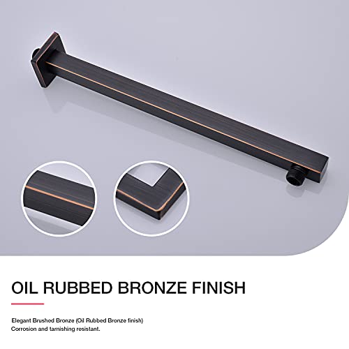 TRUSTMI Square Shower Arm with Flange 16 Inch Wall Mounted Rainfall Shower Head Extension Arm for Low Profile Bathroom, Stainless Steel, Oil Rubbed Bronze - Image 3