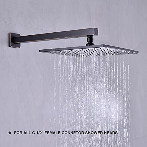 TRUSTMI Square Shower Arm with Flange 16 Inch Wall Mounted Rainfall Shower Head Extension Arm for Low Profile Bathroom, Stainless Steel, Oil Rubbed Bronze - Image 5