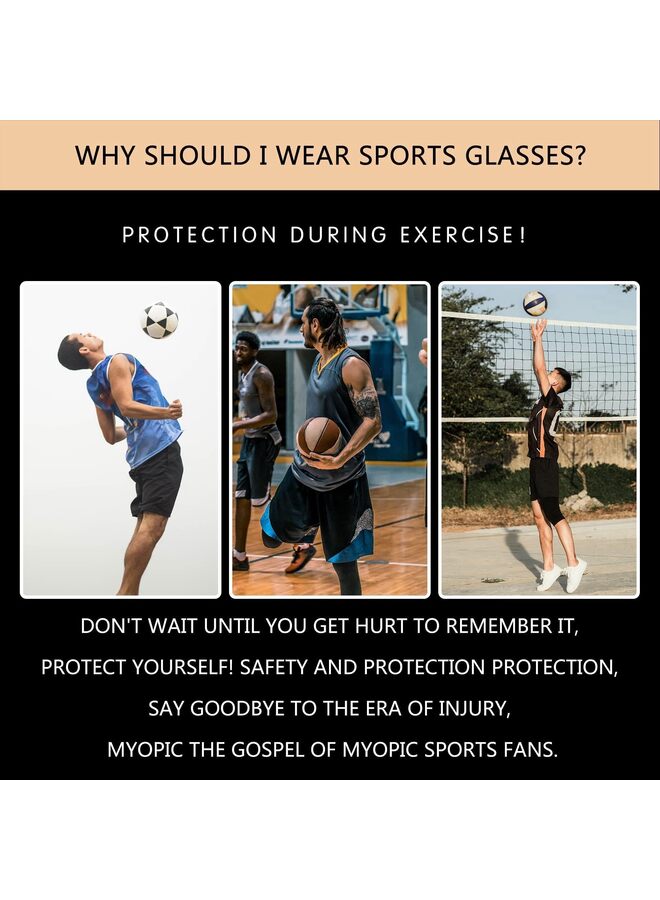 نظارات رياضية للرجال، نظارات واقية من الصدمات والتصادم، عدسات قابلة للاستبدال (أسود) - Image 5