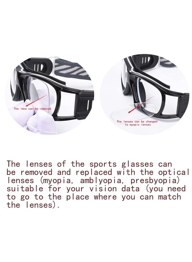 نظارات رياضية للرجال، نظارات واقية من الصدمات والتصادم، عدسات قابلة للاستبدال (أسود) - Image 2