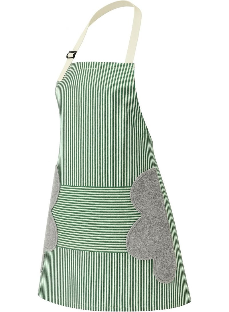 Striped kitchen apron - water and oil resistant, adjustable, large pocket, two hand towels on the sides - Image 2