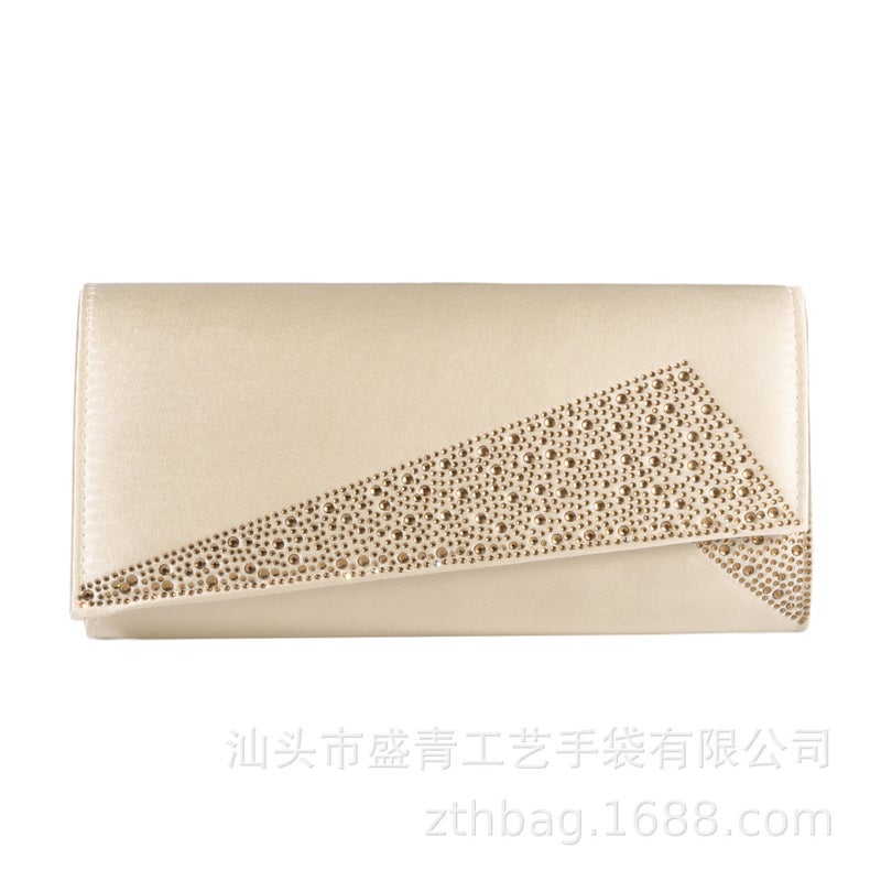 New Ready-Stock Faux Silk Evening Bag With Dazzling Rhinestones For Middle Eastern Parties, Fashionable Socialite Clutch Bag For Women - Image 1