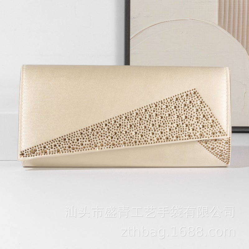 New Ready-Stock Faux Silk Evening Bag With Dazzling Rhinestones For Middle Eastern Parties, Fashionable Socialite Clutch Bag For Women - Image 2