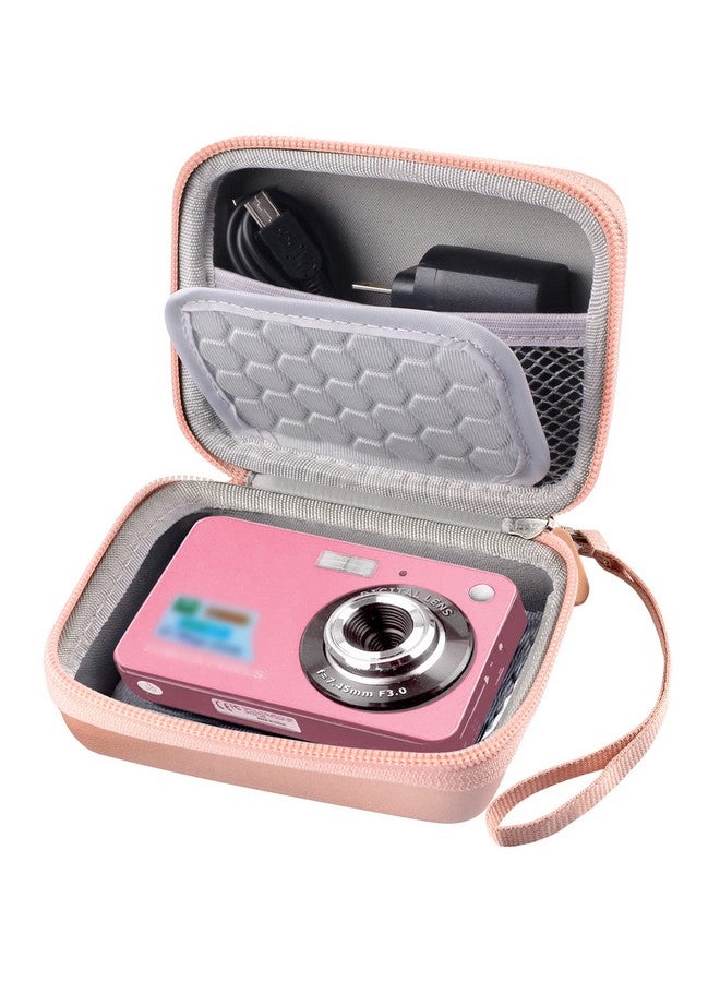 Comecase Carrying & Protective Case For Digital Camera Abergbest 21 Mega Pixels 2.7" Lcd Rechargeable Hd Kodak Pixpro Canon Powershot Elph 180 190 Sony Dscw800 Dscw830 Cameras For Travel Rose Gold - Image 1